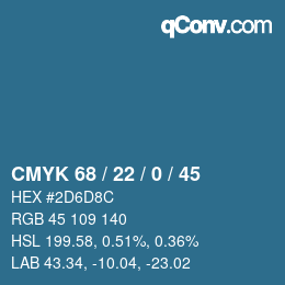 Code couleur: CMYK 68 / 22 / 0 / 45 | qconv.com