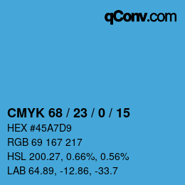 Color code: CMYK 68 / 23 / 0 / 15 | qconv.com