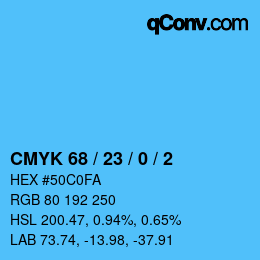 颜色代码: CMYK 68 / 23 / 0 / 2 | qconv.com