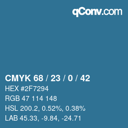 Color code: CMYK 68 / 23 / 0 / 42 | qconv.com