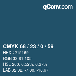 颜色代码: CMYK 68 / 23 / 0 / 59 | qconv.com