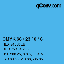Color code: CMYK 68 / 23 / 0 / 8 | qconv.com
