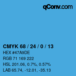 颜色代码: CMYK 68 / 24 / 0 / 13 | qconv.com