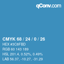 颜色代码: CMYK 68 / 24 / 0 / 26 | qconv.com