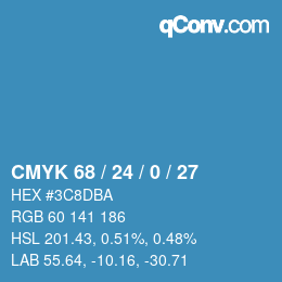 颜色代码: CMYK 68 / 24 / 0 / 27 | qconv.com