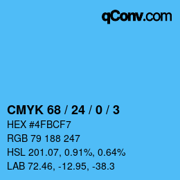 カラーコード: CMYK 68 / 24 / 0 / 3 | qconv.com