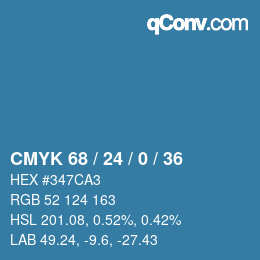 颜色代码: CMYK 68 / 24 / 0 / 36 | qconv.com