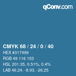 カラーコード: CMYK 68 / 24 / 0 / 40 | qconv.com