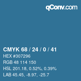 Color code: CMYK 68 / 24 / 0 / 41 | qconv.com