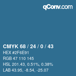 Color code: CMYK 68 / 24 / 0 / 43 | qconv.com