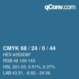 颜色代码: CMYK 68 / 24 / 0 / 44 | qconv.com