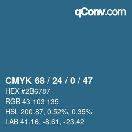 Color code: CMYK 68 / 24 / 0 / 47 | qconv.com
