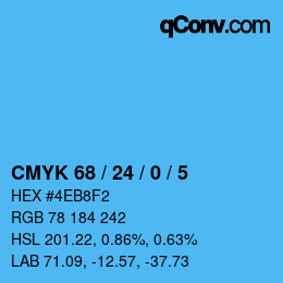 カラーコード: CMYK 68 / 24 / 0 / 5 | qconv.com