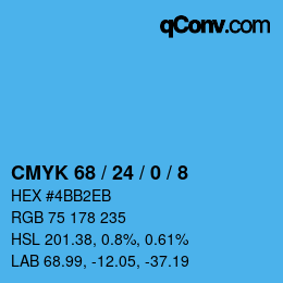 カラーコード: CMYK 68 / 24 / 0 / 8 | qconv.com
