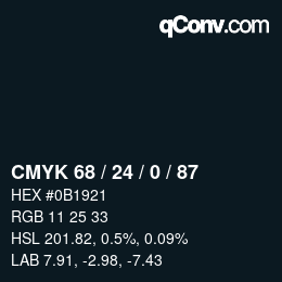 Color code: CMYK 68 / 24 / 0 / 87 | qconv.com