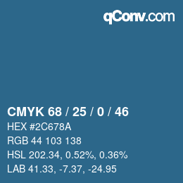 カラーコード: CMYK 68 / 25 / 0 / 46 | qconv.com