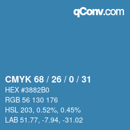 カラーコード: CMYK 68 / 26 / 0 / 31 | qconv.com