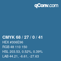 Color code: CMYK 68 / 27 / 0 / 41 | qconv.com
