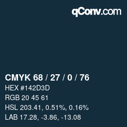 Color code: CMYK 68 / 27 / 0 / 76 | qconv.com