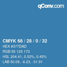 颜色代码: CMYK 68 / 28 / 0 / 32 | qconv.com