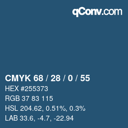 颜色代码: CMYK 68 / 28 / 0 / 55 | qconv.com