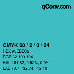 颜色代码: CMYK 68 / 2 / 0 / 24 | qconv.com