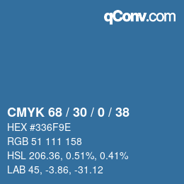 カラーコード: CMYK 68 / 30 / 0 / 38 | qconv.com