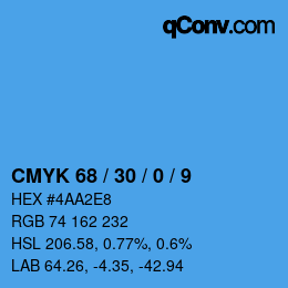 カラーコード: CMYK 68 / 30 / 0 / 9 | qconv.com