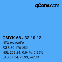 カラーコード: CMYK 68 / 32 / 0 / 2 | qconv.com