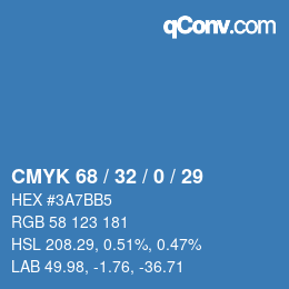 Color code: CMYK 68 / 32 / 0 / 29 | qconv.com