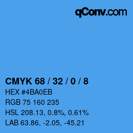 カラーコード: CMYK 68 / 32 / 0 / 8 | qconv.com