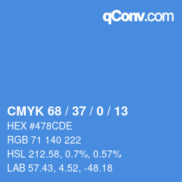 カラーコード: CMYK 68 / 37 / 0 / 13 | qconv.com