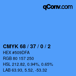 颜色代码: CMYK 68 / 37 / 0 / 2 | qconv.com