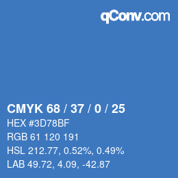カラーコード: CMYK 68 / 37 / 0 / 25 | qconv.com