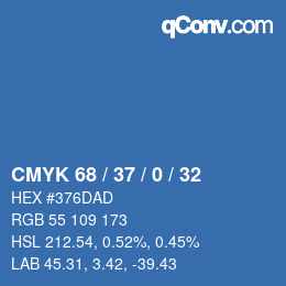 カラーコード: CMYK 68 / 37 / 0 / 32 | qconv.com