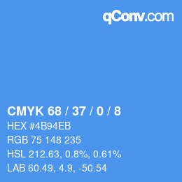 カラーコード: CMYK 68 / 37 / 0 / 8 | qconv.com
