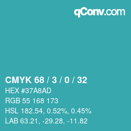 Color code: CMYK 68 / 3 / 0 / 32 | qconv.com