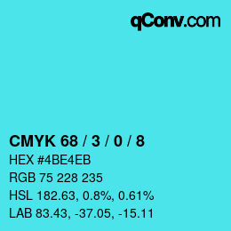 Color code: CMYK 68 / 3 / 0 / 8 | qconv.com
