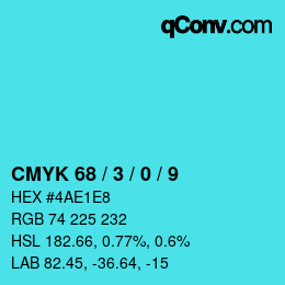 颜色代码: CMYK 68 / 3 / 0 / 9 | qconv.com