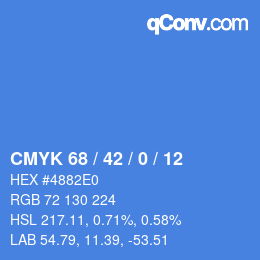 Color code: CMYK 68 / 42 / 0 / 12 | qconv.com
