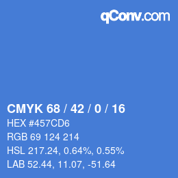 カラーコード: CMYK 68 / 42 / 0 / 16 | qconv.com