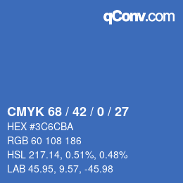 カラーコード: CMYK 68 / 42 / 0 / 27 | qconv.com