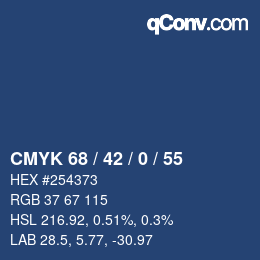 Color code: CMYK 68 / 42 / 0 / 55 | qconv.com