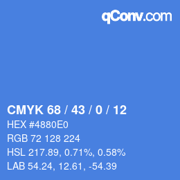 Code couleur: CMYK 68 / 43 / 0 / 12 | qconv.com