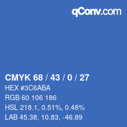 Farbcode: CMYK 68 / 43 / 0 / 27 | qconv.com