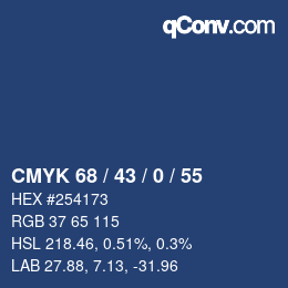Color code: CMYK 68 / 43 / 0 / 55 | qconv.com