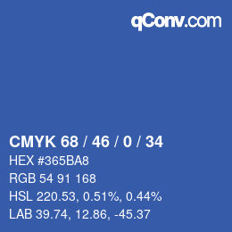Color code: CMYK 68 / 46 / 0 / 34 | qconv.com