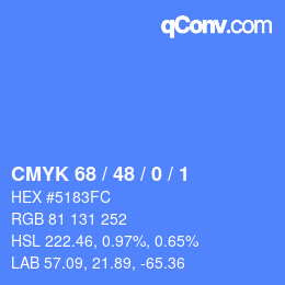 Color code: CMYK 68 / 48 / 0 / 1 | qconv.com