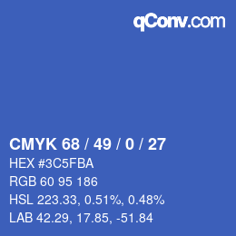 Farbcode: CMYK 68 / 49 / 0 / 27 | qconv.com