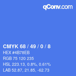 カラーコード: CMYK 68 / 49 / 0 / 8 | qconv.com